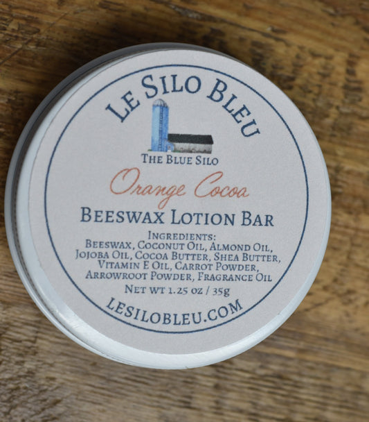 Orange Cocoa Scented Beeswax Lotion Bar Tin 1.25oz