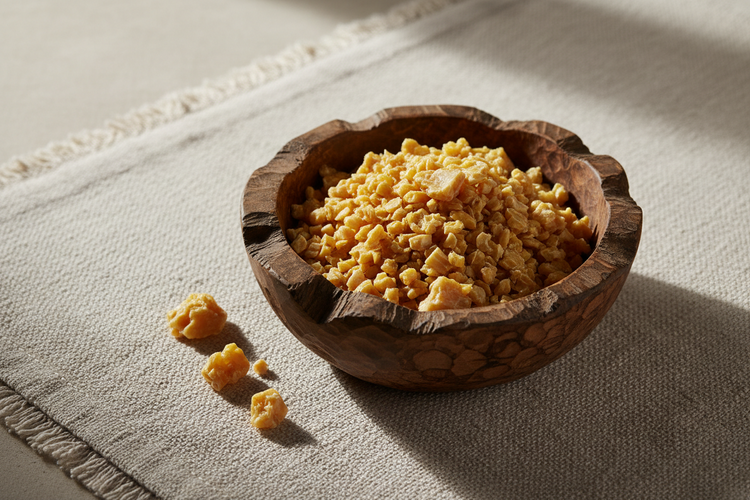 beeswax in-a-bowl-on-a-linen-tablecloth-minimalist-decor-and-french-farmhouse-style